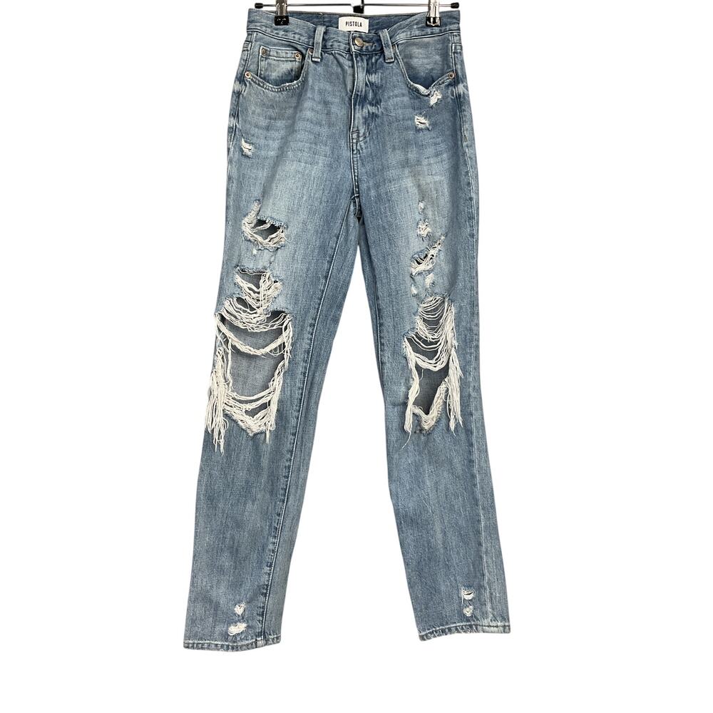 Pistola Distressed Blue Presley Straight Denim Jeans Size 25 - Picture 2 of 5